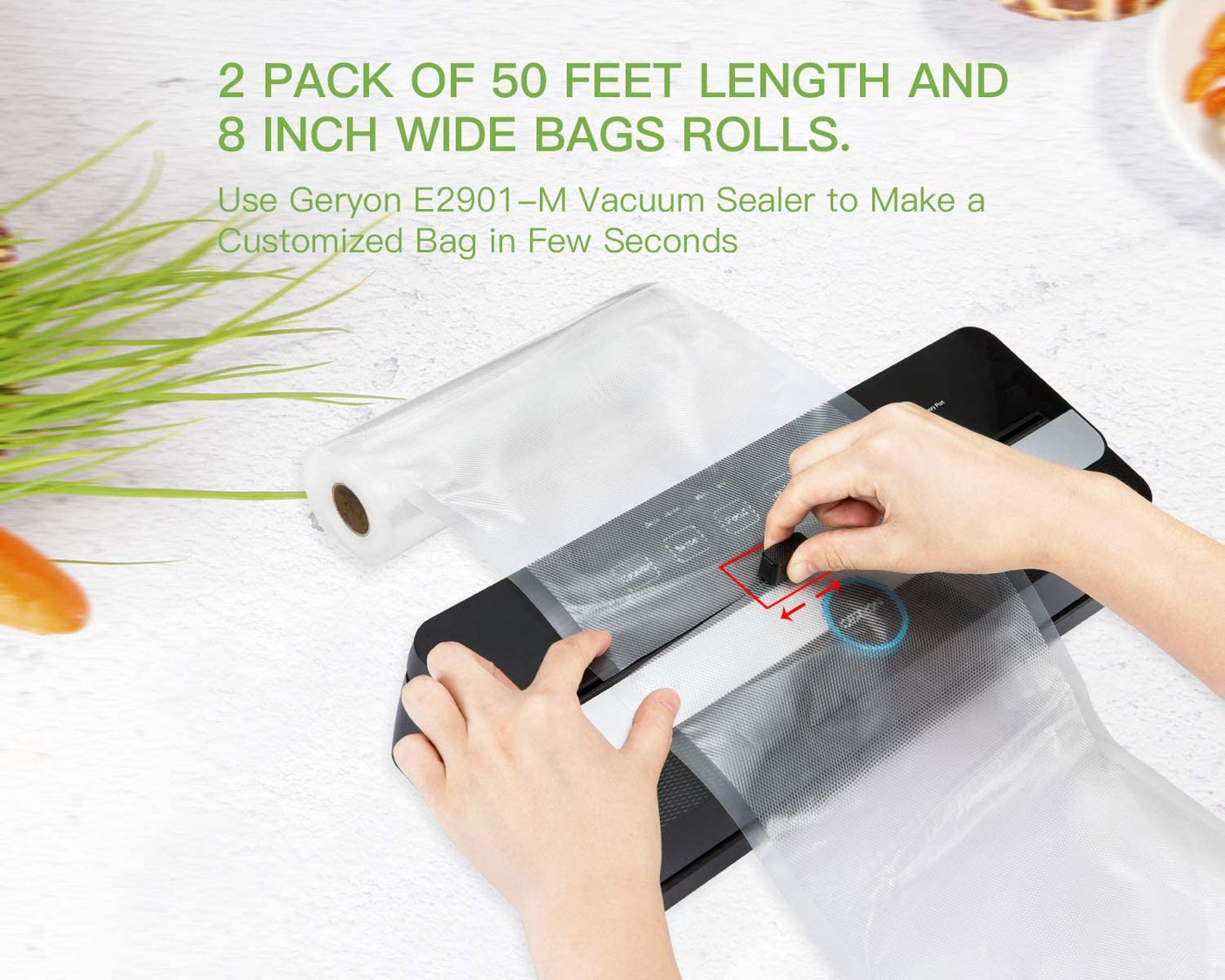 GERYON Vacuum Sealer Rolls Packs 8