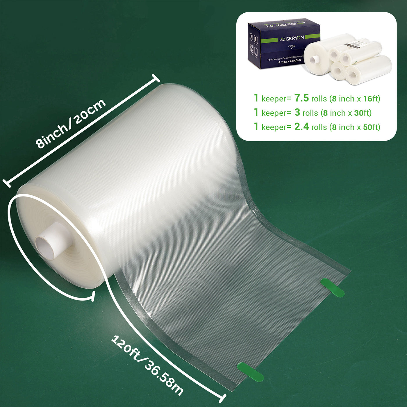 GERYON Vacuum Sealer Bags for All Food Vacuum Sealer Machine, 2 Pack 8 x  16' Vac Sealer Rolls, Commercial Grade BPA Free Material for Sous Vide &  Saver Storage 