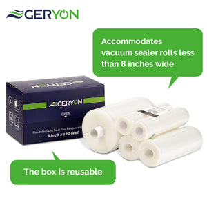 GERYON Vacuum Sealer Bags Rolls, 8x50ft & 11x50ft for Food Storage, Double  Sided Texture, BPA Free, Heavy Duty, Great for Vacuum Seal storage, Meal
