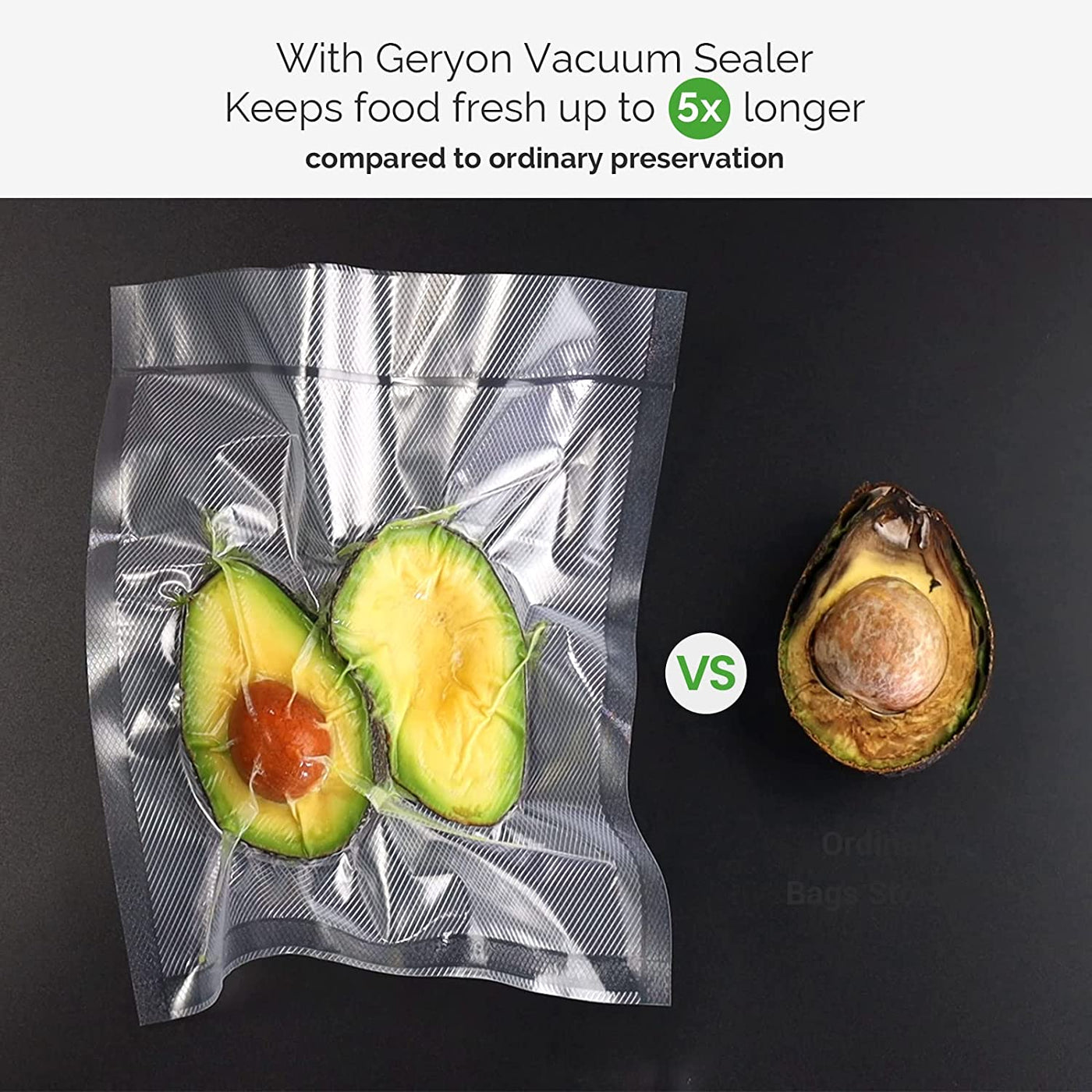 GERYON 50 PCS Vacuum Sealer Bags Pre-Cut for Food Storage Quart