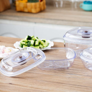 To vacuum seal, simply add food to the canister, secure the lid, and connect the lid's removable hose to a Geryon vacuum sealing system